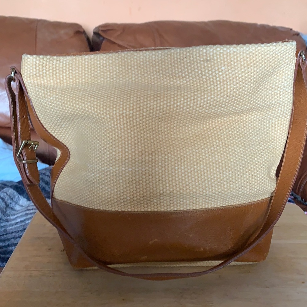 Furla Straw and Leather Bag